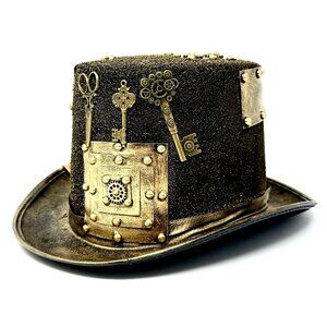 Steampunk Top Hat Metallic Scientist Time Traveler Halloween Costume Cosplay Hat